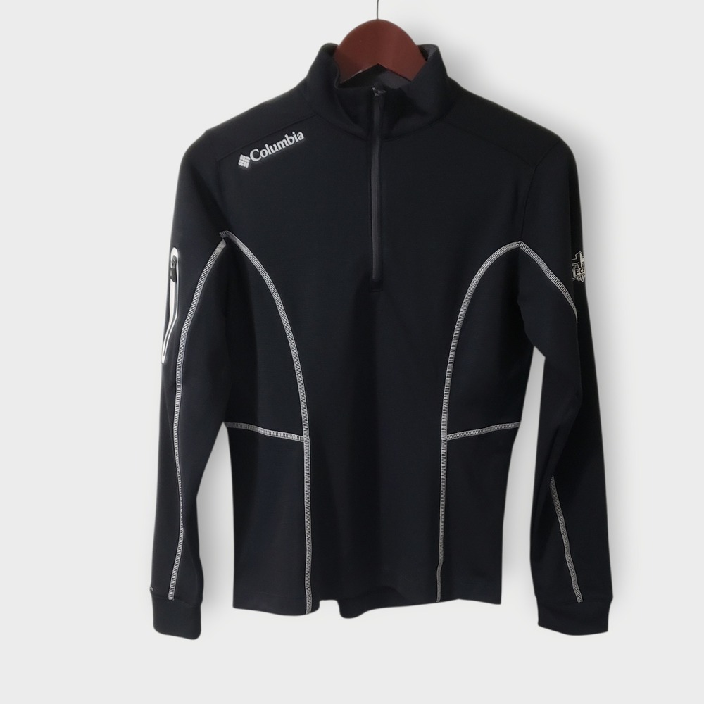 NWT Columbia Omni-Wick Womens Shotgun 1/4 Zip Golf Pullover Black Sz Sm FCA Logo